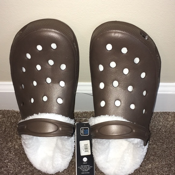 coXist-NWT-Lady’s  White Fleece Lined Clogs-Size 10-Brown - Picture 3 of 9